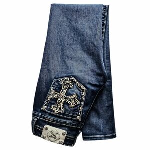 Miss Me Women’s Low‑Rise Skinny Jeans Size 26 Embroidered, Beaded, Distressed